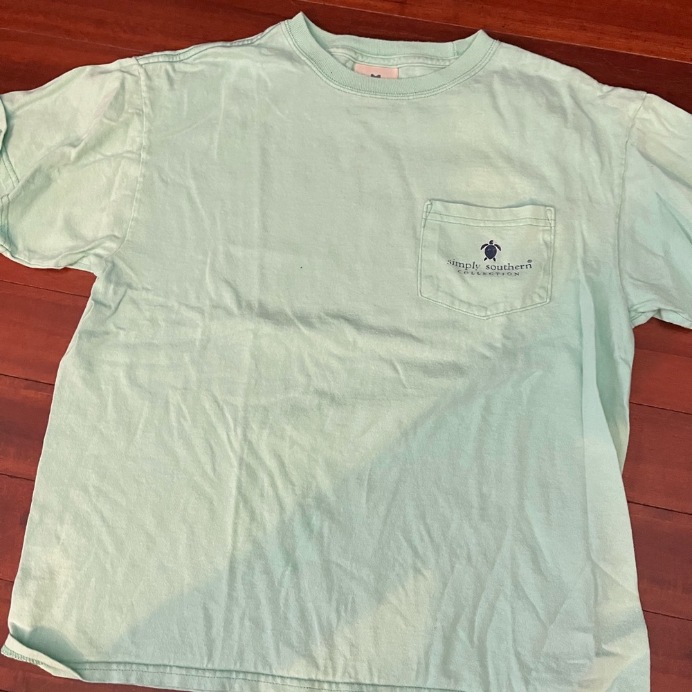 Simply Southern Light Green Kids Tee with Pocket